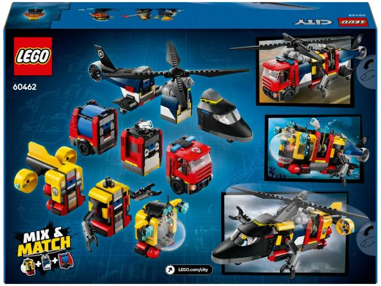 Helikopter, brandweerauto en onderzeeër remix 60462<LEGO® City Hot