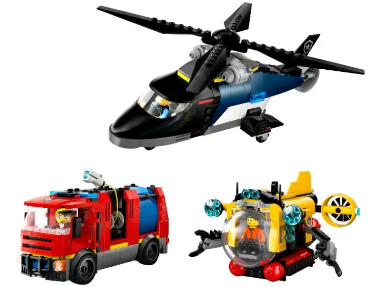 Helikopter, brandweerauto en onderzeeër remix 60462<LEGO® City Hot