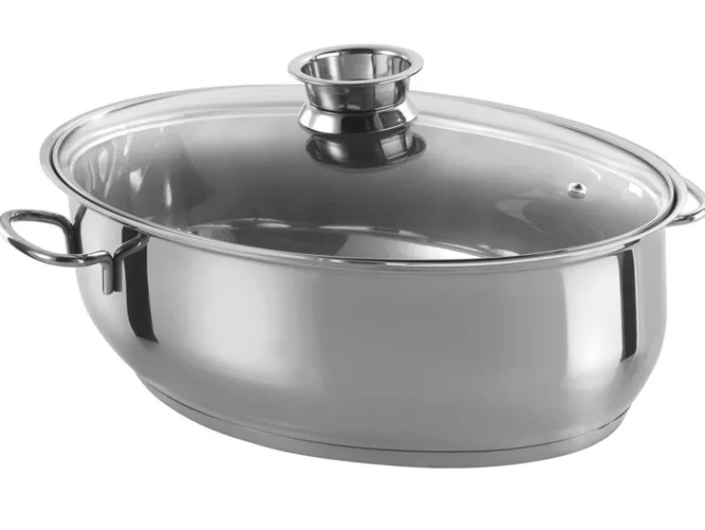 RVS braadpan ovaal 38 cm, 3 in 1<GSW