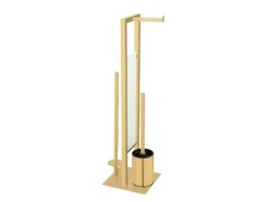 Toiletrolhouder met toiletborstel Rivalta Gold<Wenko Online