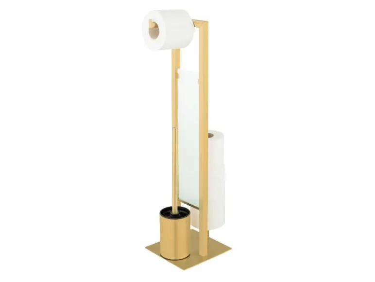Toiletrolhouder met toiletborstel Rivalta Gold<Wenko Online