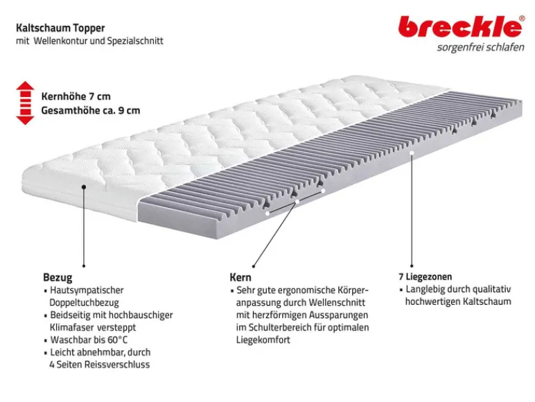 7-zones koudschuim topper RELAX XXL<Breckle Online